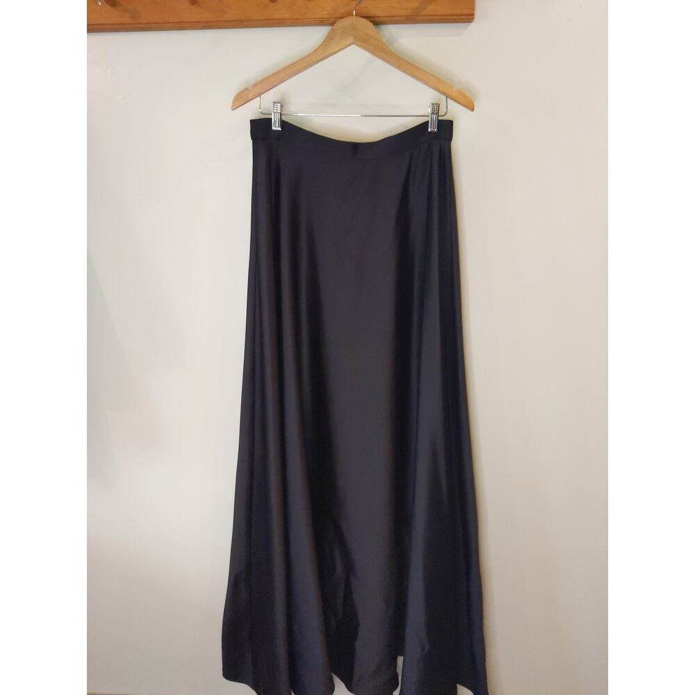 Tadashi Black Maxi Skirt Size 14 USA Made Vintage Polyester Long Formal Evening